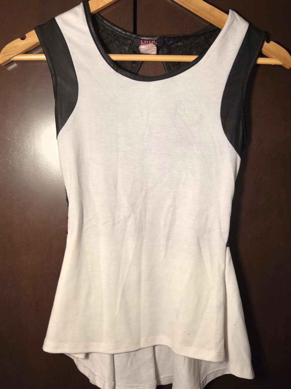 White and Black Sleeveless Peplum Top - Equipment Women Size Medium Juniors'